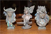 3 Native American Indian Figurines One is