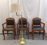 3 CHAIRS AND FLOOR LAMP