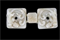 Jade Belt Hook w/ Mirrored Carved Dragons
