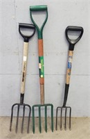 (3) Wooden Handled Pitch Forks