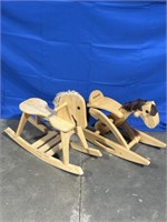 Wood children’s rocking horses, set of 2