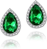 Gold-pl. 4.88ct Emerald & White Sapphire Earrings