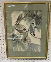 Bird Painting In Painted Golden Frame