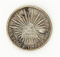 Coin 1898 Mexico UN PESO in Very Fine