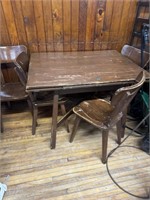 VINTAGE TABLE & CHAIRS - 32X42X30"H  LEAF 10" X 2