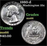 1980-d Washington Quarter 25c Grades GEM+ Unc