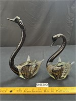 Art Glass Swan Pair