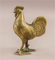 Vintage Brass Carved Rooster Still Bank