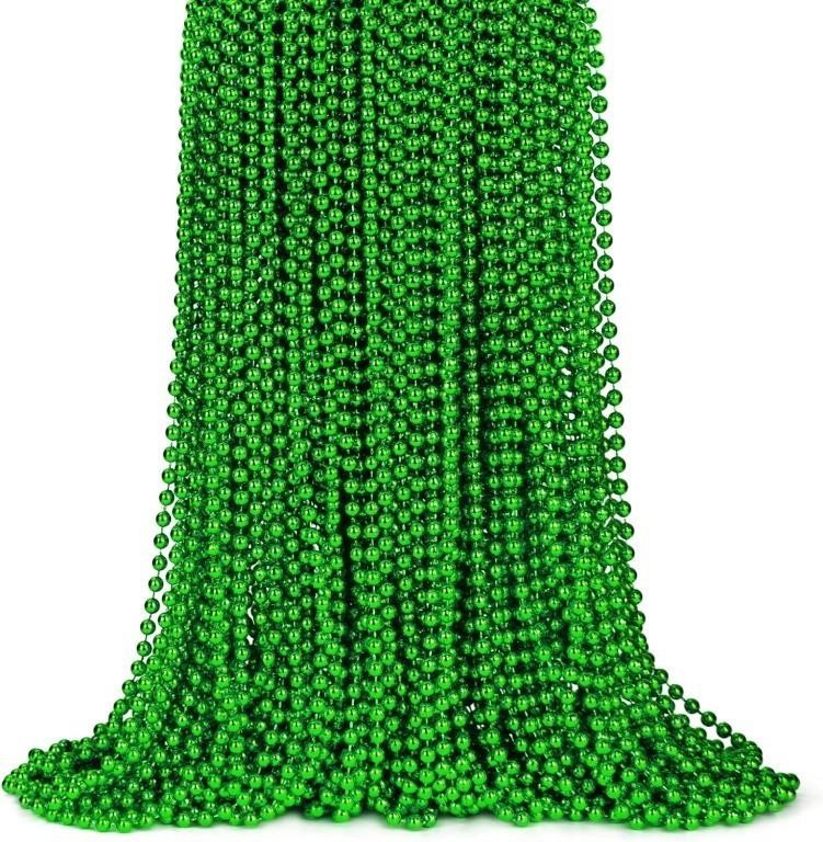 ZYFLSQ 100 Pcs 33" 7mm Metallic Green Beads