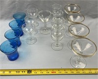 Blue Juice Glasses, Various Wine Glasses