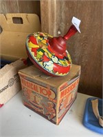 ANTIQUE MUSICAL TOP TOY  - IN THE BOX!