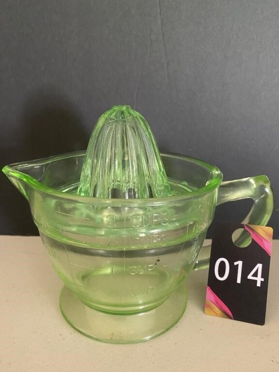 Uranium Glass Measuring Cup & Juicer