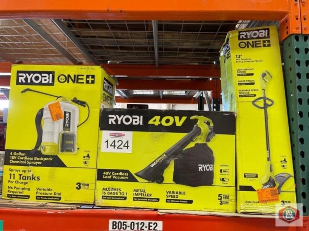 3 pcs mix RYOBI; assorted RYOBI tools