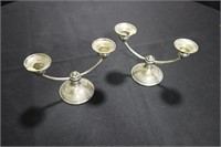 Sterling weighted double arm candlesticks with