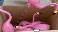 Box of flamingos, lawn decor.