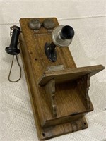 Antique Wall Hanging Telephone Marked Chicago