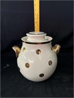 gold pokadot cookie jar