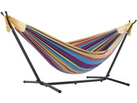 Vivere Double Cotton Hammock with Space Saving Ste