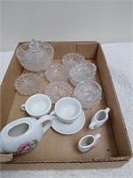 Tea sets and glass trinket holders