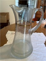 Vintage glass etched pitcher 11” tall