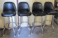 4 Black Upholstered Metal Bar Stools