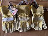 Unused Pig Grain Leather Work Gloves-Fleece Lined