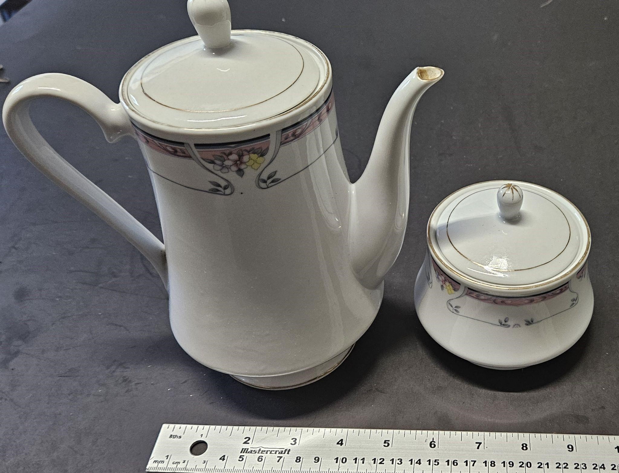 coffee pot and sugar bowl vintage crescent China