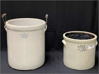 2 Stoneware Crocks - 6 and 3 gallon