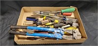 Lot of screwdrivers and bolt cutters