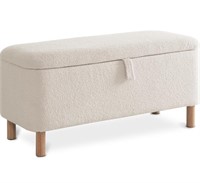 Boucle Storage Ottoman Bench for Bedroom end of