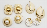 4-PAIRS OF GOLD TONED CLIP ON/PIERCED EARRINGS