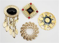 4-VINTAGE GOLD TONED BROOCHES: NEWPRO-SARAH