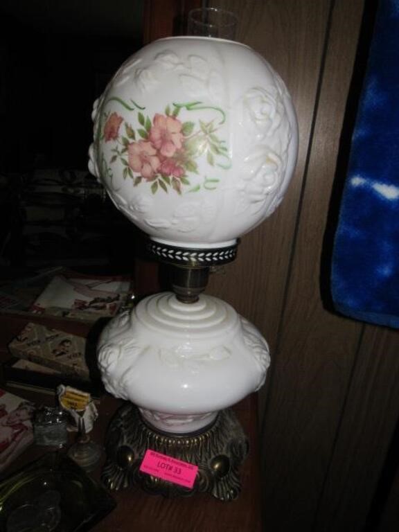 Pr. Victorian Style Double Globe Milk Glass Lamps