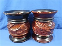 Vintage Wooden Hand Carved Vases