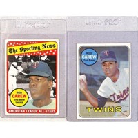 (2)1969 Topps Baseball Rod Carew Cards