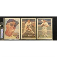 (3) 1957 Topps Baseball Stars