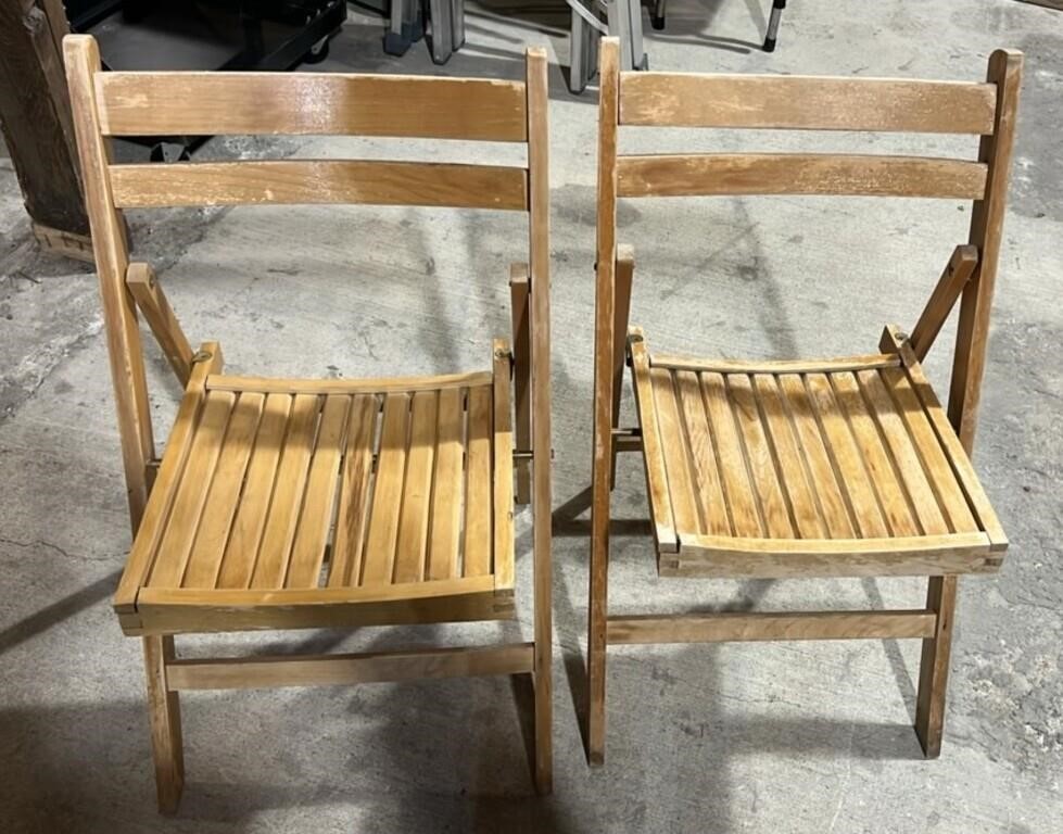 2 Folding Wooden Deck Chairs.