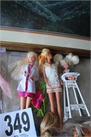 (2) Vintage Mattel Barbies with Sister & Clothes