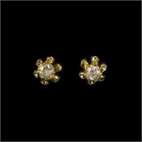 14K Yellow gold petite diamond stud earrings