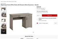 B2781  Silver Sycamore Home Desk with Drawers
