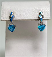 Sterling Opal/Swiss Blue Topaz Earrings 4 Grams