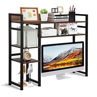 2-Tier Multipurpose Wood Desktop Bookshelf, Brown