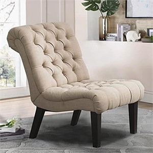 Upholstered Modern Armless  Accent Chair, Khaki