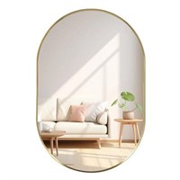 Decorative 17x30 Inch Oval Bathroom Mirror,Gold