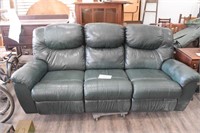 Dark Green Pleather Reclining Couch