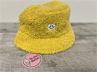 Fuzzy yellow bucket hat