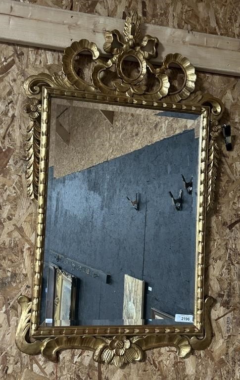 Victorian Gold Gilt Beveled Mirror.