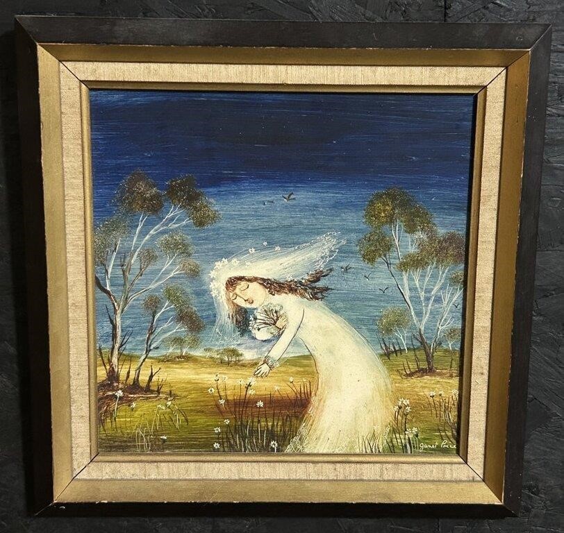 Signed Janet Price Oil On Board Painting.
