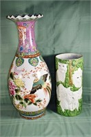 2 Asian pottery vases; as is