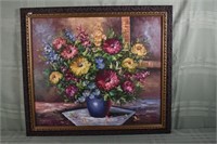 Framed oil on canvas, floral still life signed W.